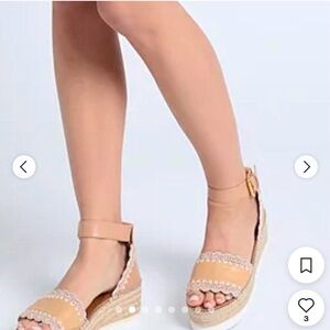 See By Chloe Beige Tan Espadrille platform Sandals